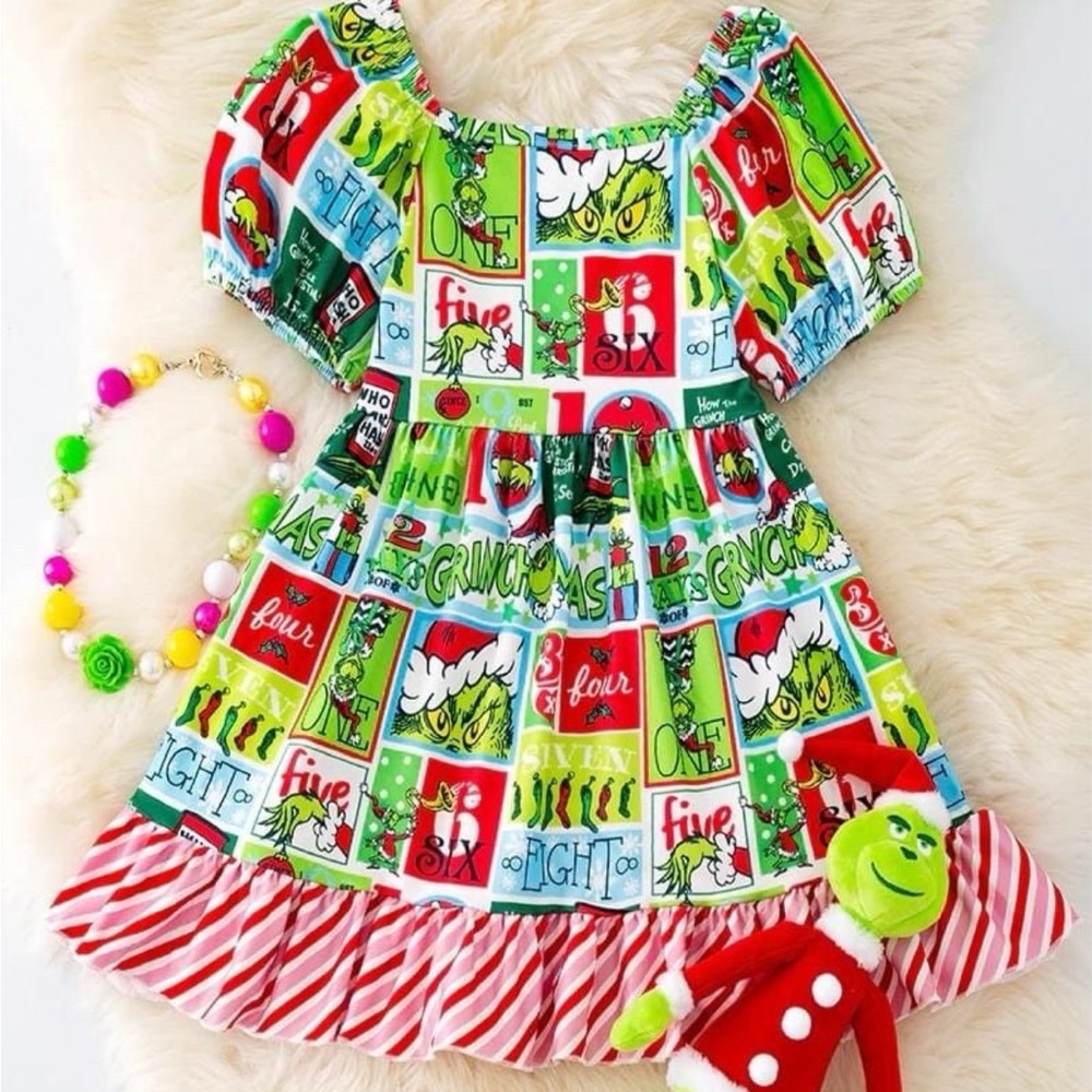 Colorful Grinch Print Dress